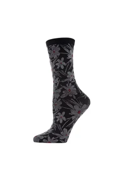 Natori Socks-Abstract Floral Crew Socks