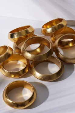 Natori Bracelets-Acacia Wood And Gold Plated Bangle Set