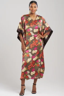 Natori Caftan Dresses-Agathe Kimono Sleeve Silk Caftan