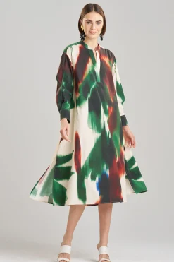 Natori Dresses|Plus Sizes-Amalfi Printed Cotton Poplin Oversized Shirtdress