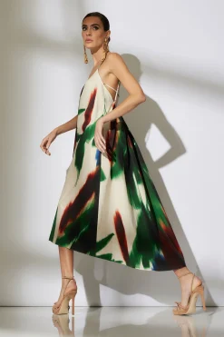 Natori Dresses-Amalfi Printed Cotton Poplin Open Back Dress