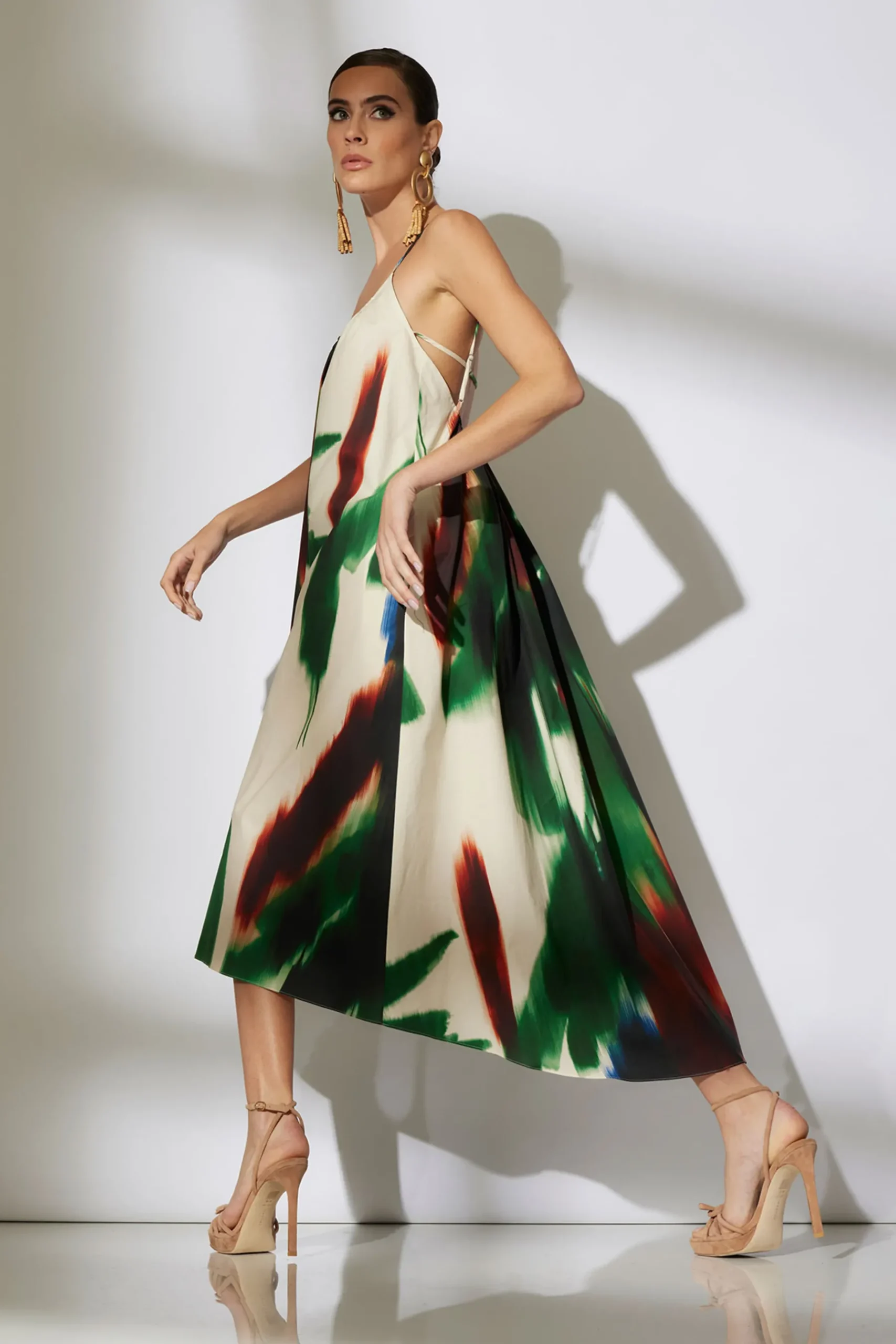 Natori Dresses-Amalfi Printed Cotton Poplin Open Back Dress