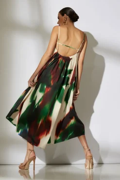 Natori Dresses-Amalfi Printed Cotton Poplin Open Back Dress