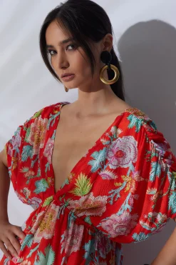 Natori Dresses-Amanpulo Obi Silk Beaded Kimono Dress