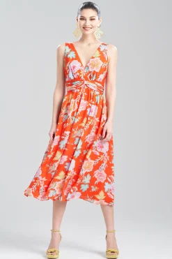 Natori Dresses-Amanpulo Obi Silk Beaded Dress