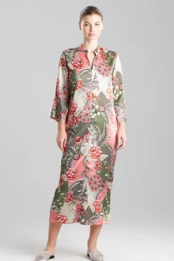 Natori Caftans|Plus Sizes-Andalusia Satin Zip Caftan