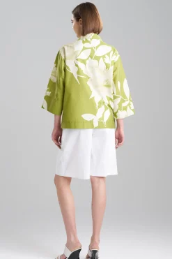 Natori Tops, Shirts & Tunics-Andora Printed Cotton Poplin Kimono Wrap Shirt