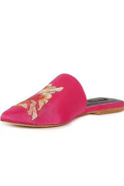 Natori Slides-Arri Satin Embroidered Slide