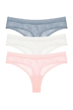Natori Thongs-Bliss Allure One-Size Lace Thong 3-Pack