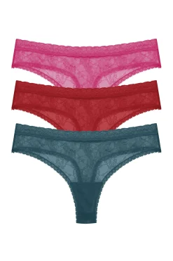 Natori Thongs-Bliss Allure One-Size Lace Thong 3-Pack
