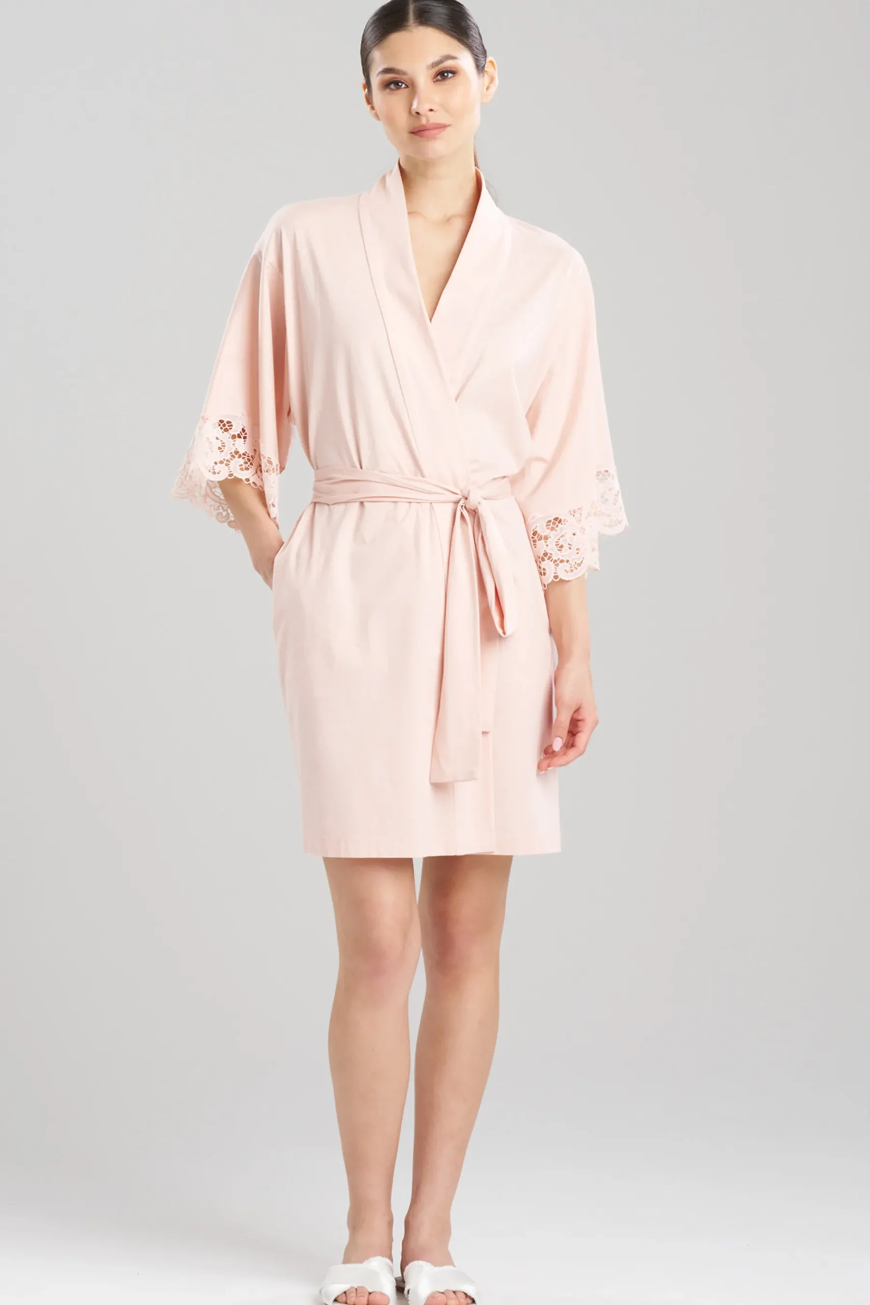Natori Robes & Kimonos|Bridesmaid Pajamas & Robes-Bliss Harmony Lace Applique Wrap