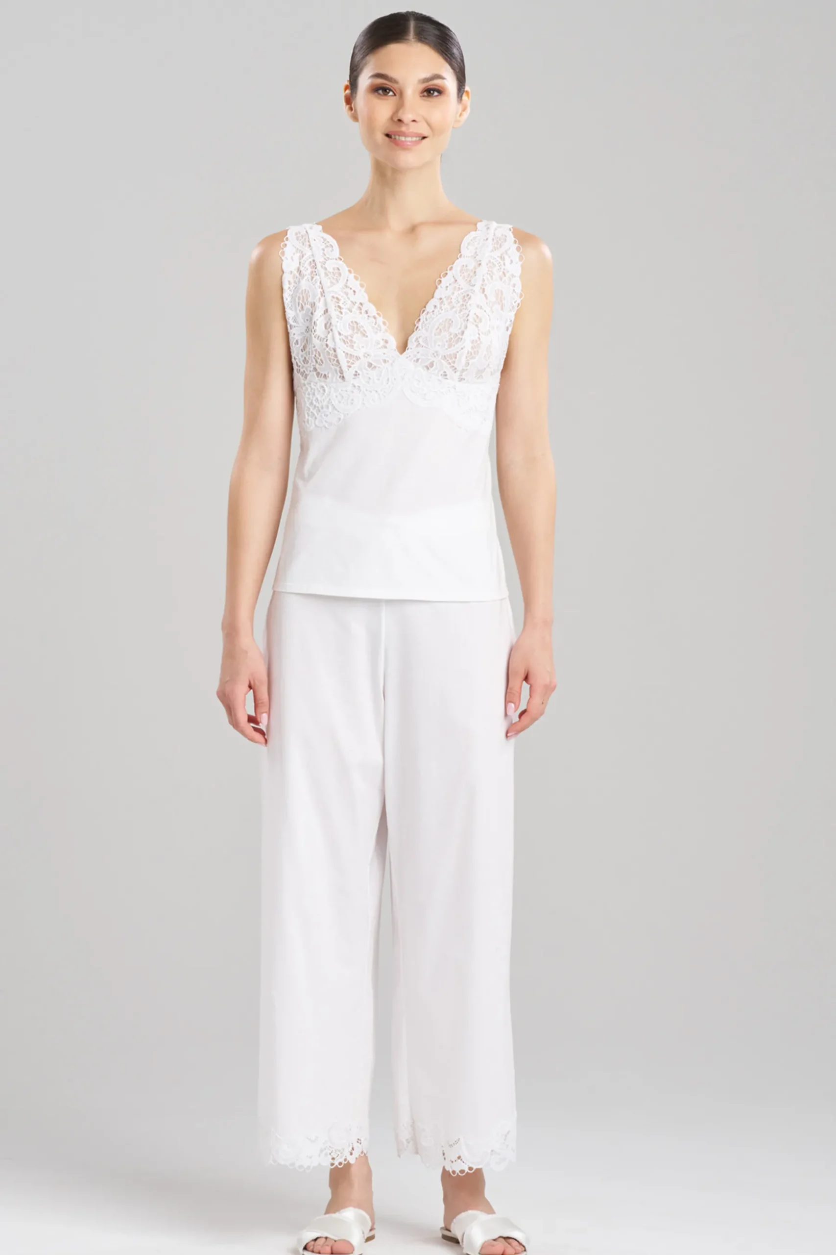 Natori Pajama Tops|Lounge Tops-Bliss Harmony Lace V-Neck Cami