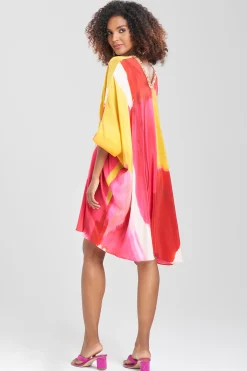 Natori Caftan Dresses-Bohol Embellished Short Silk Caftan