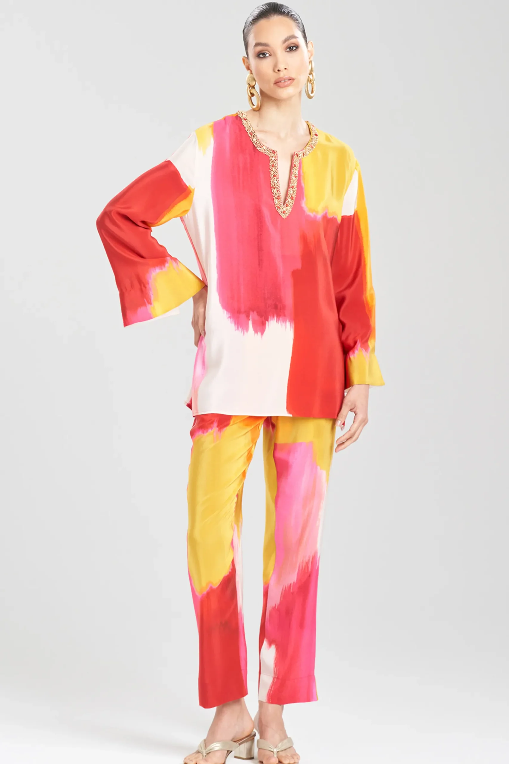 Natori Tops, Shirts & Tunics-Bohol Embellished Silk Tunic Top