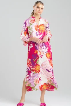 Natori Caftans|Caftan Dresses-Botanique Satin Zip Caftan