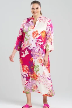 Natori Caftans|Caftan Dresses-Botanique Satin Zip Caftan