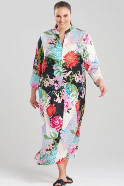 Natori Caftans|Caftan Dresses-Botanique Satin Zip Caftan