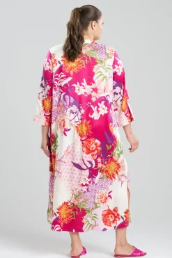 Natori Caftans|Caftan Dresses-Botanique Satin Zip Caftan