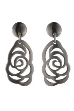 Natori Earrings-Buffalo Horn Floral Scroll Drop Earrings