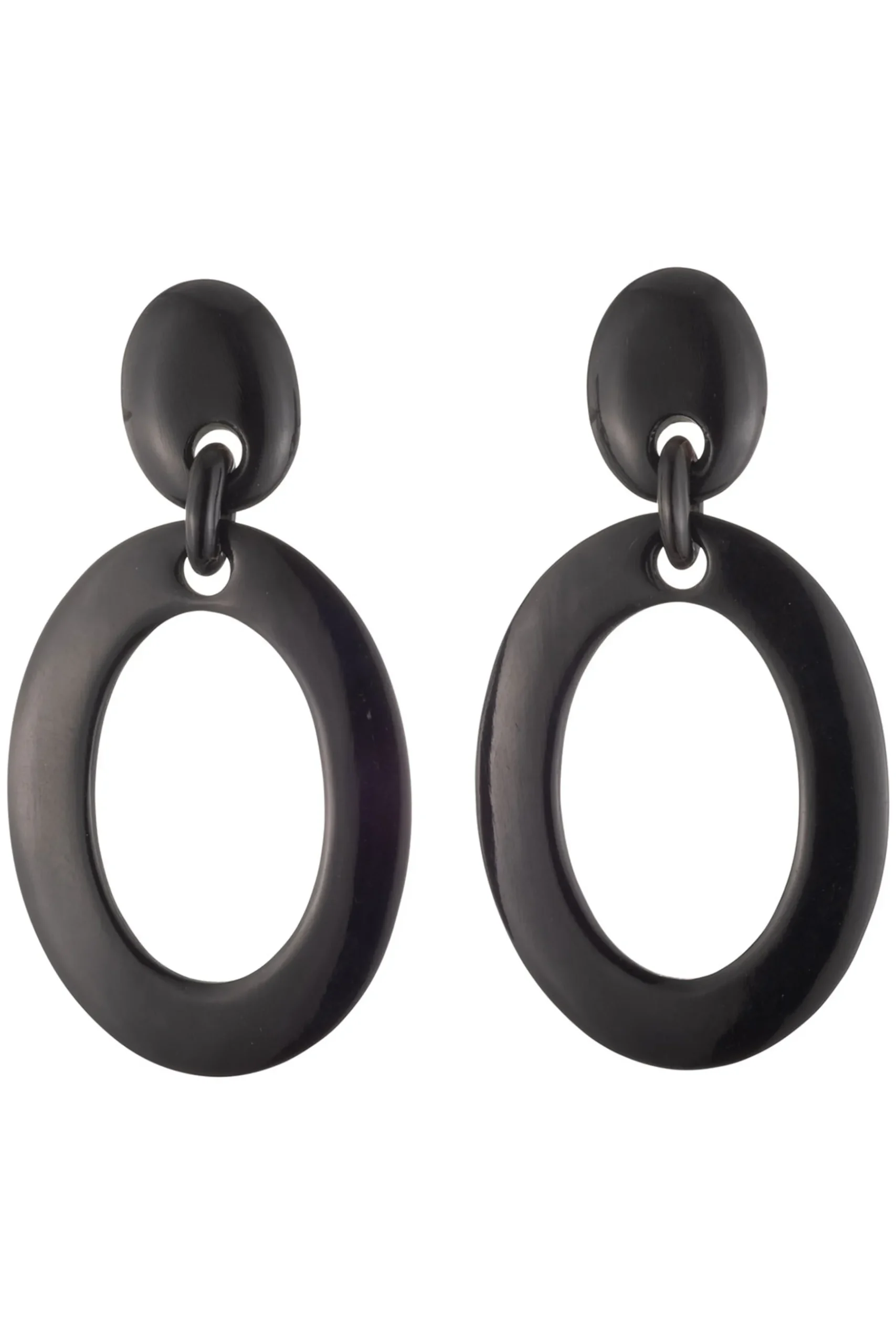 Natori Earrings-Buffalo Horn Single Oval Hoop Earrings