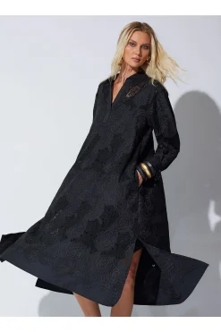 Natori Dresses-Calado Embroidery Cotton Belted Dress