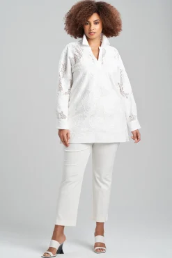 Natori Bridal Shower Outfits|Plus Sizes-Calado Embroidery Cotton Oversized Top