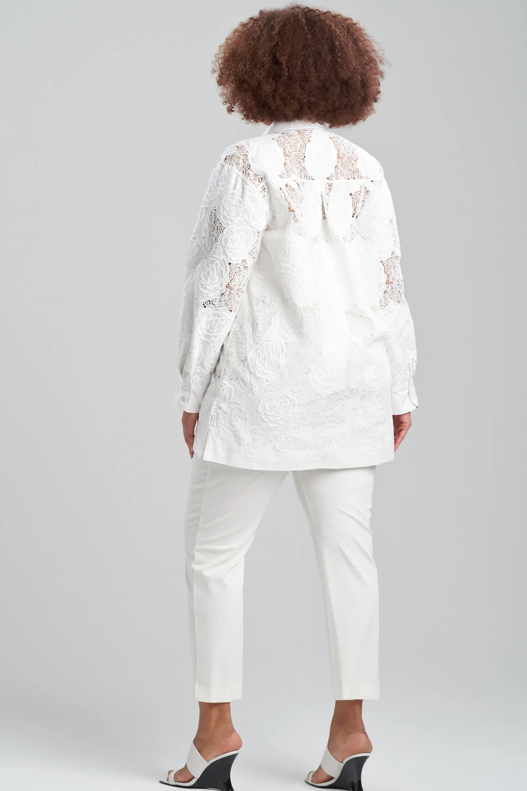 Natori Bridal Shower Outfits|Plus Sizes-Calado Embroidery Cotton Oversized Top