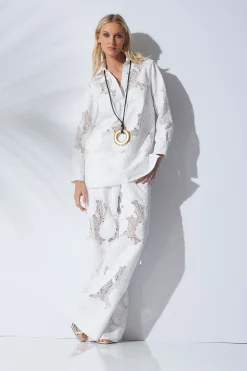 Natori Bridal Shower Outfits|Plus Sizes-Calado Embroidery Cotton Oversized Top