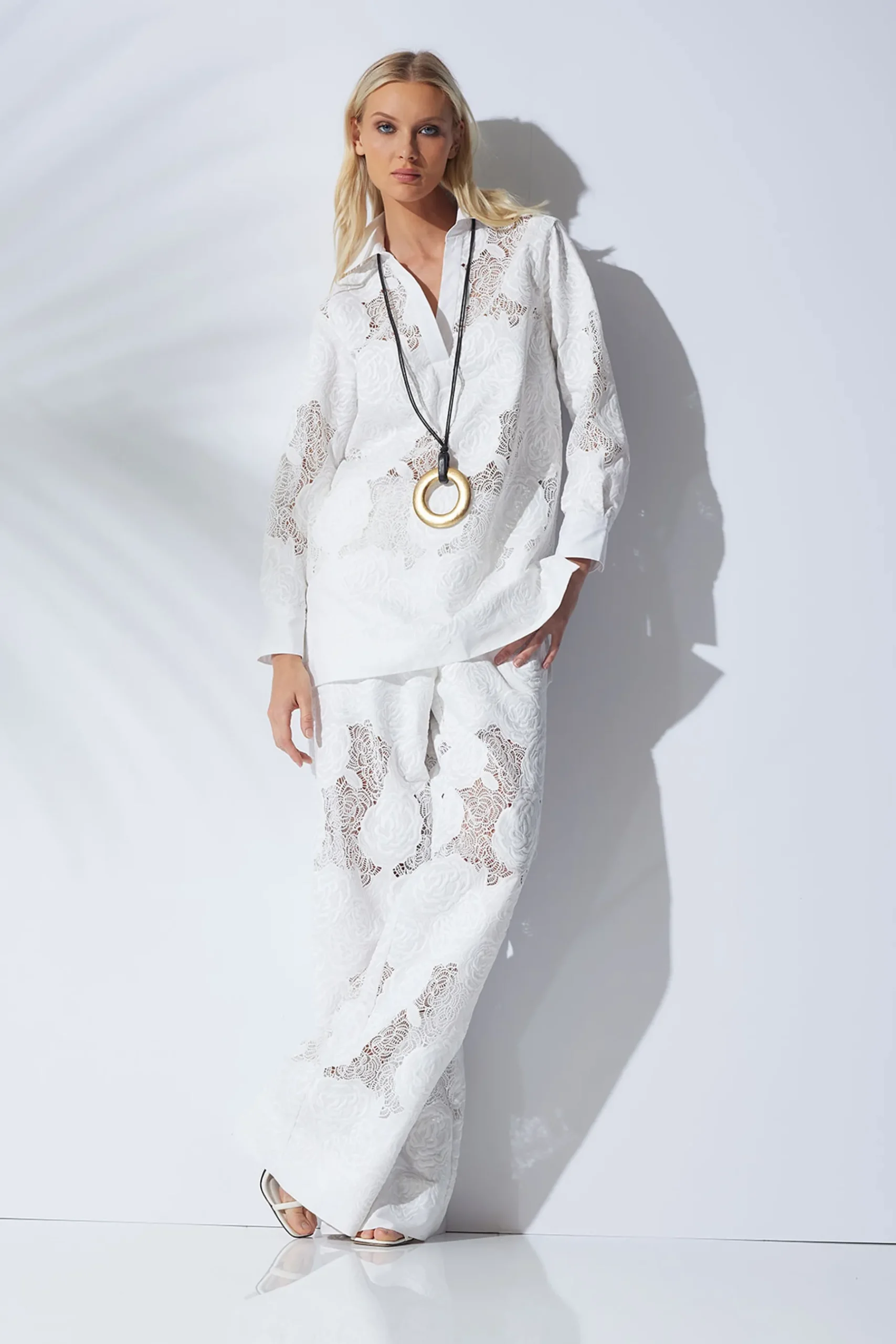Natori Bridal Shower Outfits|Plus Sizes-Calado Embroidery Cotton Oversized Top