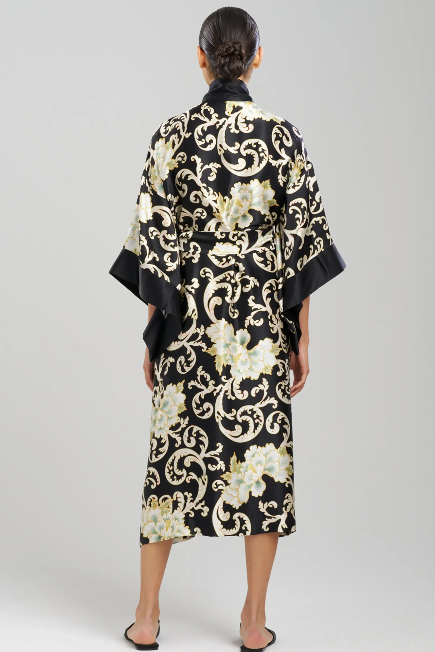 Natori Robes & Kimonos-Camille Floral Scroll Kimono Silk Robe