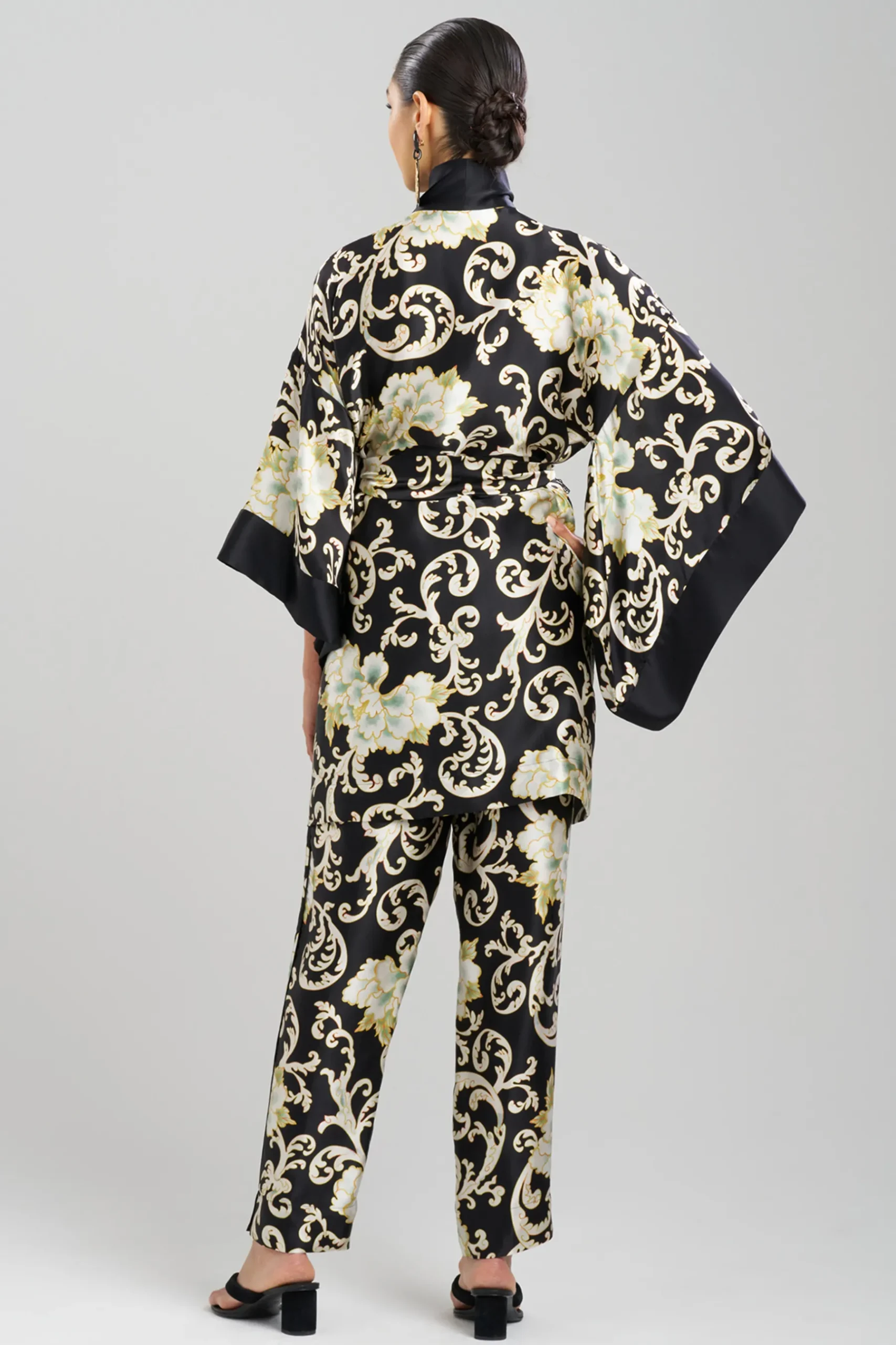 Natori Robes & Kimonos-Camille Floral Scroll Kimono Silk Wrap