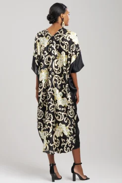 Natori Caftan Dresses-Camille Floral Scroll Silk Caftan