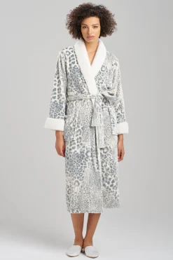 Natori Robes & Kimonos-Cashmere Leopard Faux Fur Collar Robe