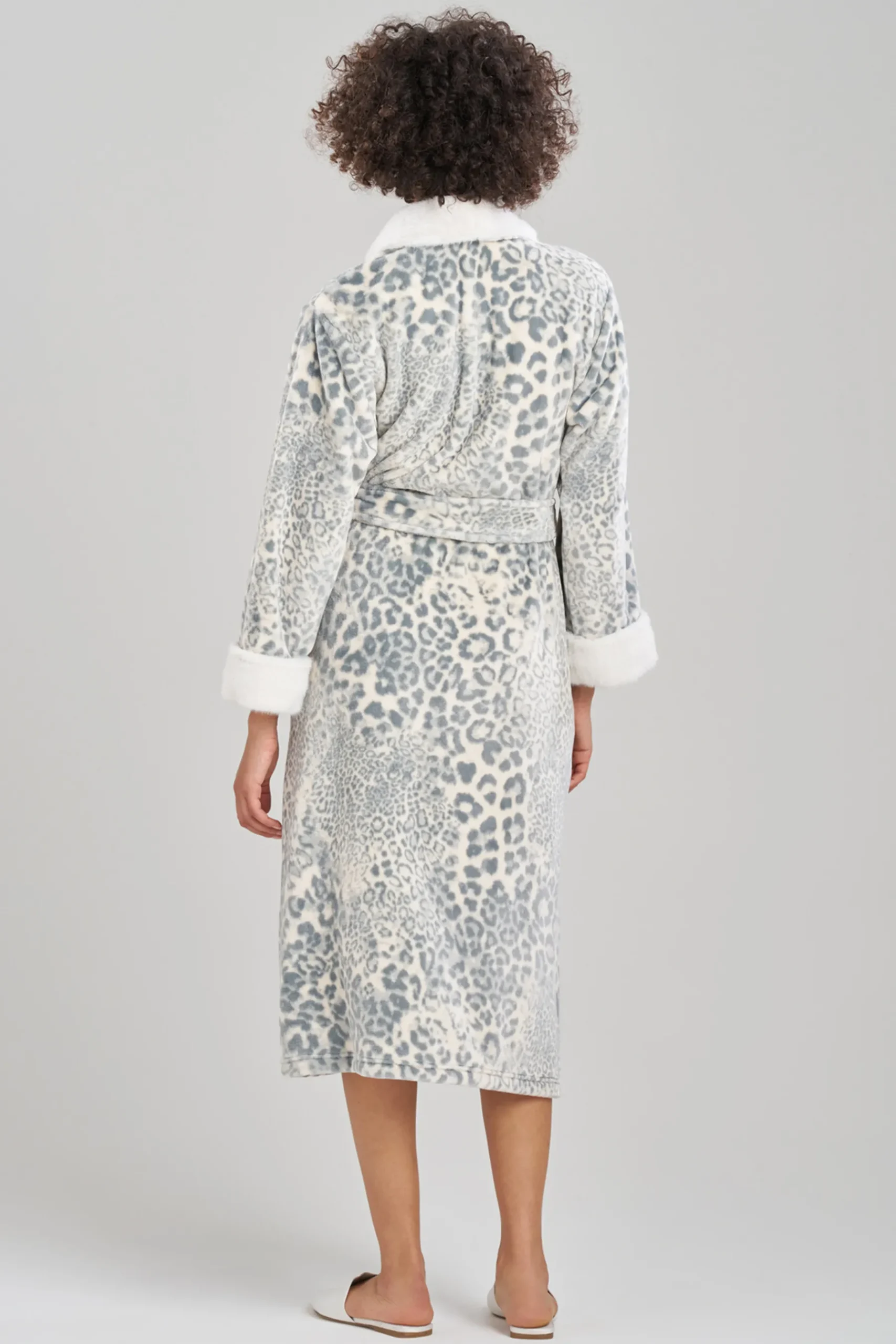 Natori Robes & Kimonos-Cashmere Leopard Faux Fur Collar Robe