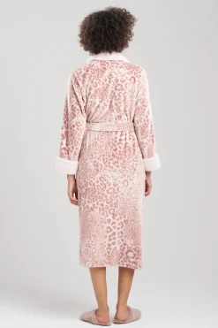 Natori Robes & Kimonos-Cashmere Leopard Faux Fur Collar Robe