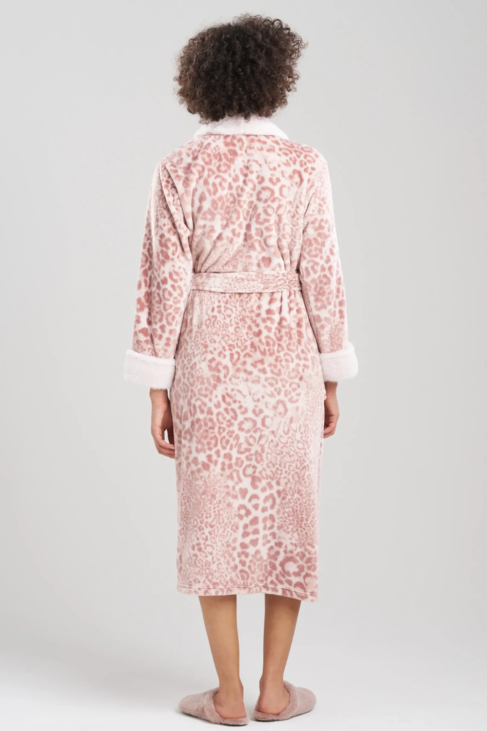 Natori Robes & Kimonos-Cashmere Leopard Faux Fur Collar Robe