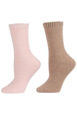 Natori Socks-Chenille Solid Crew Socks - 2 Pair Pack