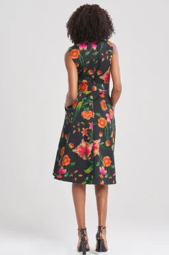 Natori Dresses-Chikayo-Cotton Sateen Midi Dress