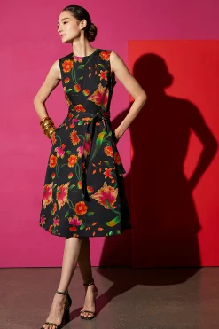 Natori Dresses-Chikayo-Cotton Sateen Midi Dress