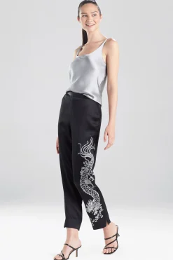 Natori Pajama Bottoms-Chinoiserie Embroidery Silk Pants