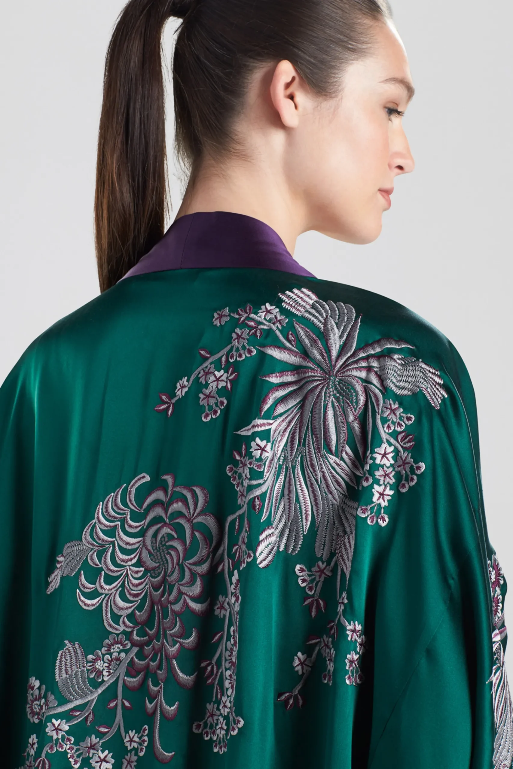 Natori Robes & Kimonos-Chinoiserie Embroidery Silk Robe