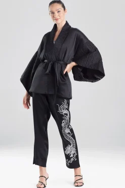 Natori Robes & Kimonos-Chinoiserie Embroidery Silk Wrap