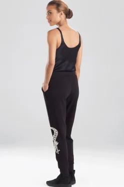 Natori Lounge Bottoms-Cocoon Dragon Embroidered Jogger Pants
