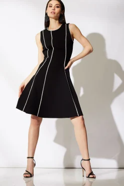 Natori Dresses-Compact Knit Embroidered Dress