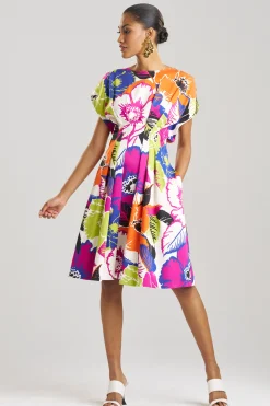 Natori Dresses-Cote D'Azur Cotton Chino Fit & Flare Pleated Dress