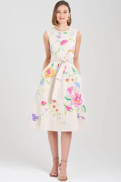 Natori Dresses|Wedding Guest Dresses-Cotton Chino Belted Dress