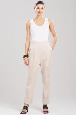 Natori Essentials|Pants, Skirts & Shorts-Cotton Chino High Waisted Pleated Pants