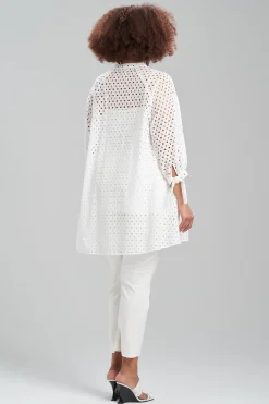 Natori Bridal Shower Outfits|Tops, Shirts & Tunics-Cotton Eyelet Balloon Sleeve Oversized Top