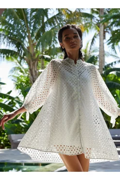 Natori Bridal Shower Outfits|Tops, Shirts & Tunics-Cotton Eyelet Balloon Sleeve Oversized Top