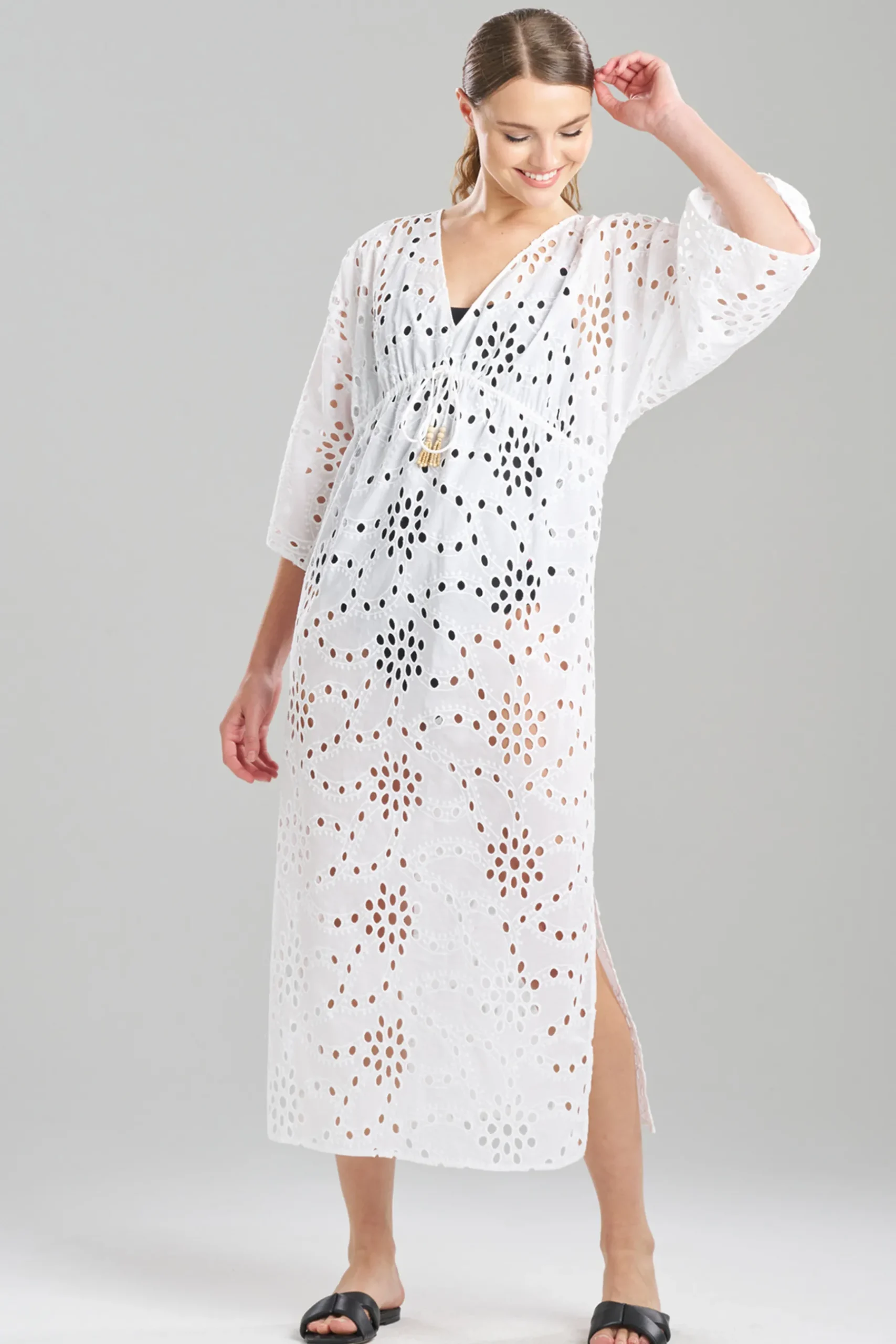 Natori Beach Caftans|Caftan Dresses-Cotton Eyelet Caftan